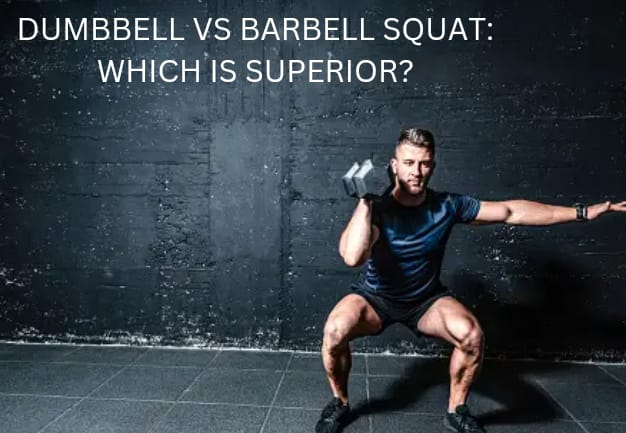 DUMBBELL VS BARBELL SQUAT: WHICH IS SUPERIOR? Squats are often praised as top-notch exercises for building strong legs, an essential part of any good workout. But when it comes to choosing between "Dumbbell vs. barbell Squat," which one comes out on top? Let's break it down for you: No matter which type you do, squats are excellent for developing your quads, glutes, and calves. They're among the best exercises for strengthening your legs. But squats aren't just about your legs. They also work out other muscles like your back, shoulders, arms, and core. All these muscles team up to ensure you do the exercise safely and effectively. Squats are flexible exercises. Whether you're aiming to build muscle, get stronger, tone up, or improve your athletic performance, squats can help you reach your goals. Understanding the differences between barbell and dumbbell squats is essential in deciding which is best for your fitness journey. Ready to learn more? Let's get into it! BARBELL SQUAT – QUICK LOOK Barbell squat in action The barbell squat is a vital part of strength and muscle-building workouts. It's seen as one of the best compound exercises. In this exercise, you put a barbell on your upper back and squat down deeply before standing back up. There are different types of barbell squats, like the back squat and the front squat. For today's talk, we'll focus on the back squat, as it's the most popular and widely used in fitness routines. The barbell back squat lets you lift heavy weights and is known for building strength, especially in your lower body. Plus, it gives your core, back, and stabilizing muscles a good workout, making it a full-body exercise. Barbell squats are fundamental in strength and muscle training and are often seen as the benchmark for compound exercises. You position a barbell on your upper back and squat down deeply before pushing back up. There are various types of barbell squats, like the back squat and the front squat. For today's discussion, we'll focus on the back squat because it's widely used and popular in fitness routines. The barbell back squat allows you to lift heavy weights and is excellent for building strength, especially in your lower body. Plus, it works your core and back, stabilizing muscles and giving you a full-body workout with each rep. DUMBBELL SQUAT – BRIEF OVERVIEW Dumbbell squats provide a flexible and efficient alternative to barbell squats. They use free weights, which allows for more natural movements and increased demands on stabilization, potentially reducing strain on joints for some individuals. There are different variations of dumbbell squats, such as barbell squats. One standard method is holding a dumbbell in each hand by your sides, known as the 'dumbbell squat.' Another variant is the 'dumbbell goblet squat,' where you hold one dumbbell with both hands against your chest. However, we'll focus on the version where weights are held in each hand for our discussion on dumbbell squats. Barbell Squat vs. Dumbbell Squat – How They Differ Here's a breakdown of the main variations between barbell and dumbbell squats: Aspect/ Barbell Squats/Dumbbell Squats Equipment Required Barbell and squat rack Dumbbells Grip/Positioning The bar is placed on the back or front shoulders. Dumbbells held at sides, on shoulders, or in a goblet style Weight Distribution Weight centered on the back or shoulders Weight distributed in each hand Stabilization Core and back stabilization are required. More focus on stabilizing individual limbs Potential Weight Can typically lift heavier weights with support on the back Limited by what can be held in hand Progression Can increase weight incrementally Limited by available dumbbell sizes Safety Safety catches are available with a squat rack. There are no catches; you may need to drop dumbbells if necessary. Space Required More space and a rack are needed. Less space required; adaptable in smaller areas Functional Aspect Replicates everyday lifting movements with centered weight Imitates lifting objects with hands Variety of Exercises Front squat, back squat, Zercher squat, etc. Goblet squat, split squat, Bulgarian split squat, etc. Muscle Engagement More focused on overall leg, glute, and core development It may activate stabilizers more due to uneven weight distribution. Skill Level Requires practice, especially for heavy lifting It is more accessible for beginners, but the form remains crucial. Now that we've outlined these differences, let's explore them further to help you determine which squatting technique best suits your goals. Load Capacity Regarding how much weight you can handle, barbell squats have a clear advantage over their dumbbell counterparts. With a barbell squat, you can lift and balance heavier weights since the barbell sits securely on your back. This is different from dumbbell squats, where the amount of weight you can grip and hold in your hands often becomes the limiting factor. This is important, especially if your main goal is to get stronger. Barbell squats allow you to challenge your legs with much heavier weights, making them the best choice for building raw power. On the flip side, while dumbbell squats offer many benefits, there's a limit to how much weight you can use. As you get stronger, your upper body, particularly your grip strength, becomes the barrier, stopping you from holding heavier dumbbells needed to push your legs to their limits. Adding more weight gradually to promote muscle and strength growth, known as progressive overload, is easier with barbell squats. It's simple to add weight plates to a barbell. With dumbbells, there might be a point where your upper body strength holds back this progress. For those aiming to build strength, working within a 2-6 rep range is recommended for the best results. Barbell squats are great since you can add enough weight to challenge yourself within this rep range. Doing the same with dumbbells, especially with fewer reps, can be tricky due to the weight limitations mentioned earlier. Muscle Engagement Both barbell and dumbbell squats are excellent for working out your quads, glutes, and calves. But let's take a closer look at the supporting muscles these exercises involve. With dumbbell squats, the weights in your hands engage a broader range of muscles. Your forearms hold the weight, putting them under tension. Your upper back muscles, like the traps, work hard to support the weights held by your arms. Your lats also come into play, helping to maintain your posture and keep your shoulders back. And, of course, your core stays strong, preventing your lower back from arching. One significant difference lies in the equipment itself. A barbell is a single unit, while dumbbells represent two separate weights. This makes dumbbell squats more like unilateral exercises, where each side of your body works independently. This engages smaller muscles, like the gluteus minimus, and the shoulder's intricate muscles, such as the rotator cuff. Their job is to balance the weight distribution, ensuring a smooth, even motion during the squat. Both bilateral movements (like barbell squats) and unilateral ones (like dumbbell squats) have advantages. Bilateral movements allow you to lift heavier weights, leading to strength gains. Unilateral exercises help correct muscle imbalances, ensuring one side doesn't dominate. Range of Motion Dumbbell vs. Barbell Squat - Range of Motion If your goal is muscle growth, maximizing your exercise's range of motion is crucial. How far and deeply you move can significantly affect which muscles are involved and how much they grow. When comparing barbell squats to dumbbell squats in range of motion, barbell squats come out ahead. The design and placement of the barbell allow for a broader and deeper squat, maximizing muscle stretch and engagement. On the other hand, with dumbbell squats, especially when holding weights by your sides, there's a limitation. As you lower down, the dumbbells might touch or hit the floor before you reach your desired squat depth. This can limit your motion, forcing you to come back up before fully exploring your squat potential. Difficulty Level and Safety Barbell squats are often seen as a milestone in fitness, marking progress to more advanced exercises. Mastering the form, balancing the bar, and achieving proper depth requires time and strength. Dumbbell squats provide a gentler start for beginners entering the world of gym workouts. Starting with dumbbells helps beginners learn the proper form with a forgiving setup. It also builds foundational strength, preparing them to transition to barbell squats later. An often overlooked advantage of dumbbell squats is the safety they offer. If a rep becomes too challenging, you can drop the weights safely. Barbell squats lack this safety feature, so it's crucial to approach them carefully. Availability Sometimes, the best choice is the readily available one. Our workout environment dictates our exercise options. For example, barbell squats might only be possible with a squat or power rack. Home workouts, especially, pose unique challenges. Setting up a squat rack at home can be difficult, but storing a pair of dumbbells is more feasible. Ultimately, it's about making the most of what we have. Our fitness journey isn't determined by fancy equipment but by consistent progress. Embracing the principle of progressive overload ensures we keep improving, regardless of the equipment we use. Exercise Selection Beyond the basic variations, there's a wide range of squat variations to explore, whether you prefer barbells or dumbbells. In the barbell category, there are: The classic back squat The challenging front squat The unique Zercher squat And the demanding overhead squat. For dumbbell enthusiasts, options include: The traditional squat The chest-cradling goblet squat The wide-stance sumo squat And even a dumbbell version of the front squat. The array of available variations presents a treasure trove for athletes and fitness enthusiasts. It offers the freedom to experiment, discover which variation works best, and incorporate it into one's routine. Beyond personal preference, these variations serve as strategic tools. Rotating through them can shake up the body's routine, overcome plateaus, and inject freshness into workouts, ensuring they stay interesting. Moreover, challenging muscles from different angles and movements ensures comprehensive growth and adaptability, preventing training plateaus. Joint Strain Dumbbell vs. Barbell Squat - Joint Pressure While the barbell squat is renowned for its muscle-building and strength benefits, it's essential to acknowledge its strain on the body. Lifting heavy weights with a barbell, mainly resting on the back, poses specific challenges. The spine and lower back bear much of this weight, creating considerable pressure. Each repetition requires strength and focused attention to maintain proper form and prevent injuries. The knees also face strain during heavy squats, increasing the risk of injury, especially for those with knee issues. Turning to dumbbell squats, while they avoid some of the pressures of barbell squats, they bring their challenges. Lifting heavy dumbbells requires caution, with risks like a torn rotator cuff. Additionally, the weight capacity of dumbbells is typically lower compared to barbells. The bottom line is clear: both exercises offer benefits and have distinct pressures. Being aware and diligent is crucial for reaping benefits while minimizing risks. So, Which is Better? Drawing a definitive conclusion and labeling one exercise as "superior" would be too simplistic. It's about finding the right fit for your journey and goals. For beginners, the dumbbell squat might be a more accessible starting point. It allows them to learn the basics of squatting while providing room for progression. Conversely, experienced lifters may find the barbell squat, especially the back squat, appealing due to its potential for heavy loading and deep muscle activation. Ultimately, both exercises hold significant value, serving as powerful tools for strength, muscle building, and enhancement. The real question is not which exercise is universally better but which aligns best with your current goals and fitness level. Listen to your body, assess your objectives, and choose the path that moves you forward on your fitness journey.